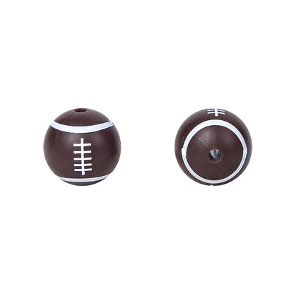 Factory Spot 15mm Silicone Beads Baby Teething Necklace Loose Beads Football Basketball Water Transfer Silicone Beads Wholesale