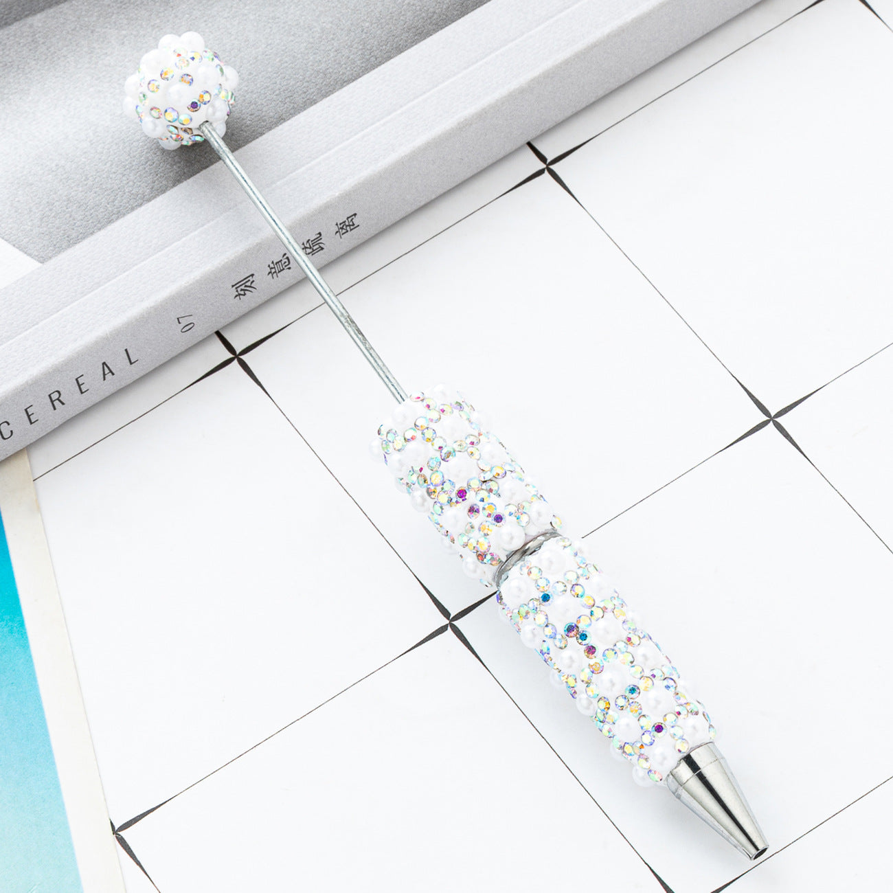 Cross-border DIY pearl bead pen handmade full of diamonds pearl bead pen swirling multi-color bead pen plastic pen