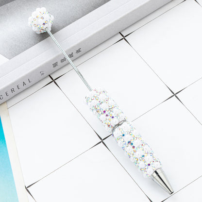 Cross-border DIY pearl bead pen handmade full of diamonds pearl bead pen swirling multi-color bead pen plastic pen