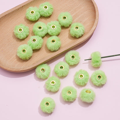 Imitation Rabbit Fur Plush Hanging Ball Beads Beads 20mm Straight Hole Hairball Beads DIY Mobile Phone Chain Accessories
