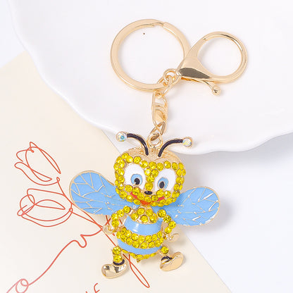 58*57mm Popular Bee Keychain Small Pendant Rhinestone Key Pendant Metal Backpack Key Chain