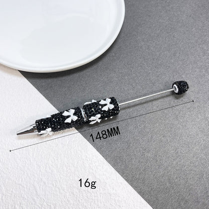 Cross-border full diamond soft pottery bow small fresh bead pen DIY creative multi-color diamond-encrusted gift pen ballpoint pen