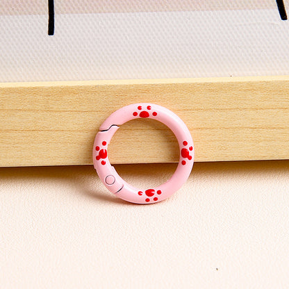 25mm Cat Paw Candy Color Metal Paint  Spring Chain Keychain Pendant DIY Jewelry Accessories Ring Buckle Backpack Buckle
