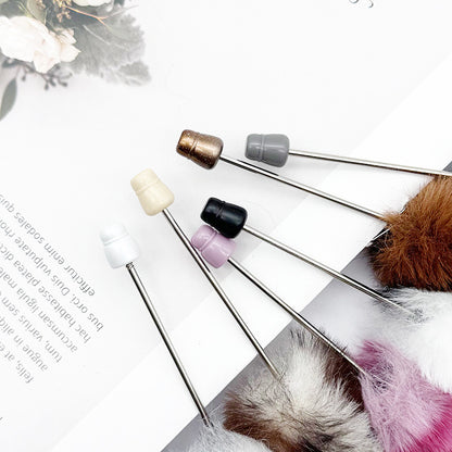 Cross-border innovative leopard print hairball bead pen DIY handmade hairball ballpoint pen cute student gift pen spot