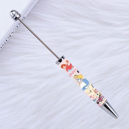 New Style DIY Plastic Beadable Pens with Cartoon Prints