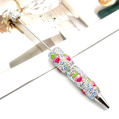DIY Mengqu fruit full diamond bead pen, creative cute fruit and vegetable theme cute grain pen, heavy industry full diamond pen