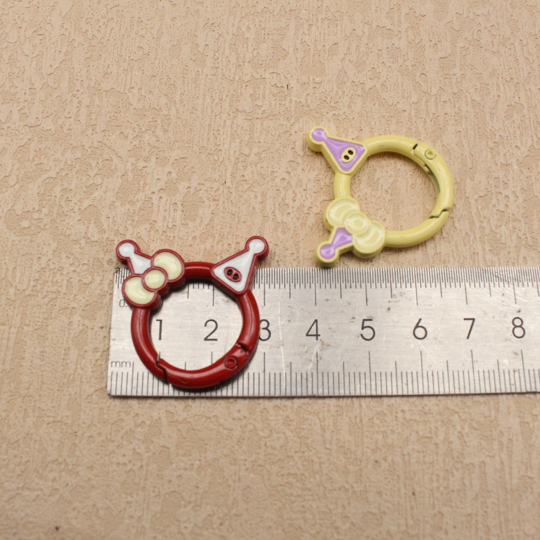 Random Mixed Color New Drip Kulomie Spring Buckle Bow Keychain DIY Accessories Alloy Open Connecting Ring