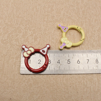 Random Mixed Color New Drip Kulomie Spring Buckle Bow Keychain DIY Accessories Alloy Open Connecting Ring