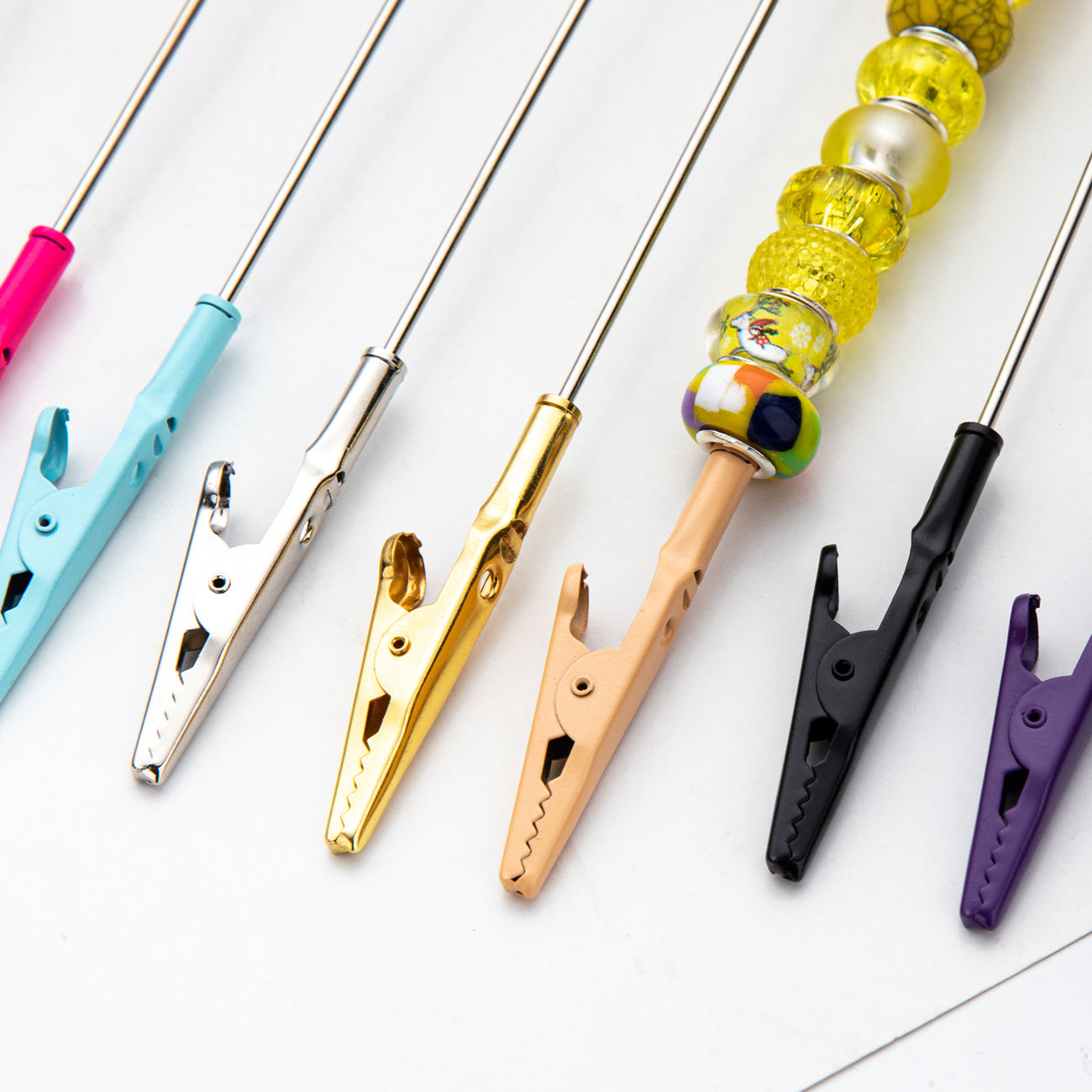 DIY Beaded Business Card Clip Metal Toothed Crocodile Note Clip Desktop Memo Message Clip Card Clip Spot Wholesale