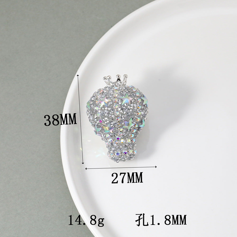 TK new diamond-encrusted vertical hole hot air balloon loose beads DIY mobile phone chain keychain bead pen necklace bead accessories