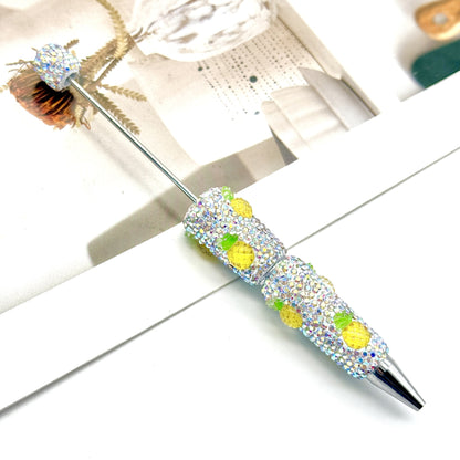 DIY Mengqu fruit full diamond bead pen, creative cute fruit and vegetable theme cute grain pen, heavy industry full diamond pen