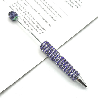 Creative Stripe Full Diamond Ballpoint Pen DIY Beaded Stripe Full Diamond Multicolor Bead Pen Rotary Beaded Grain Pen