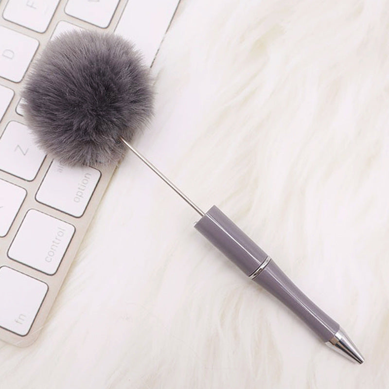 DIY hairball bead pen, cute furry gift pen, multi-color beadable ballpoint pen beadedpen spot