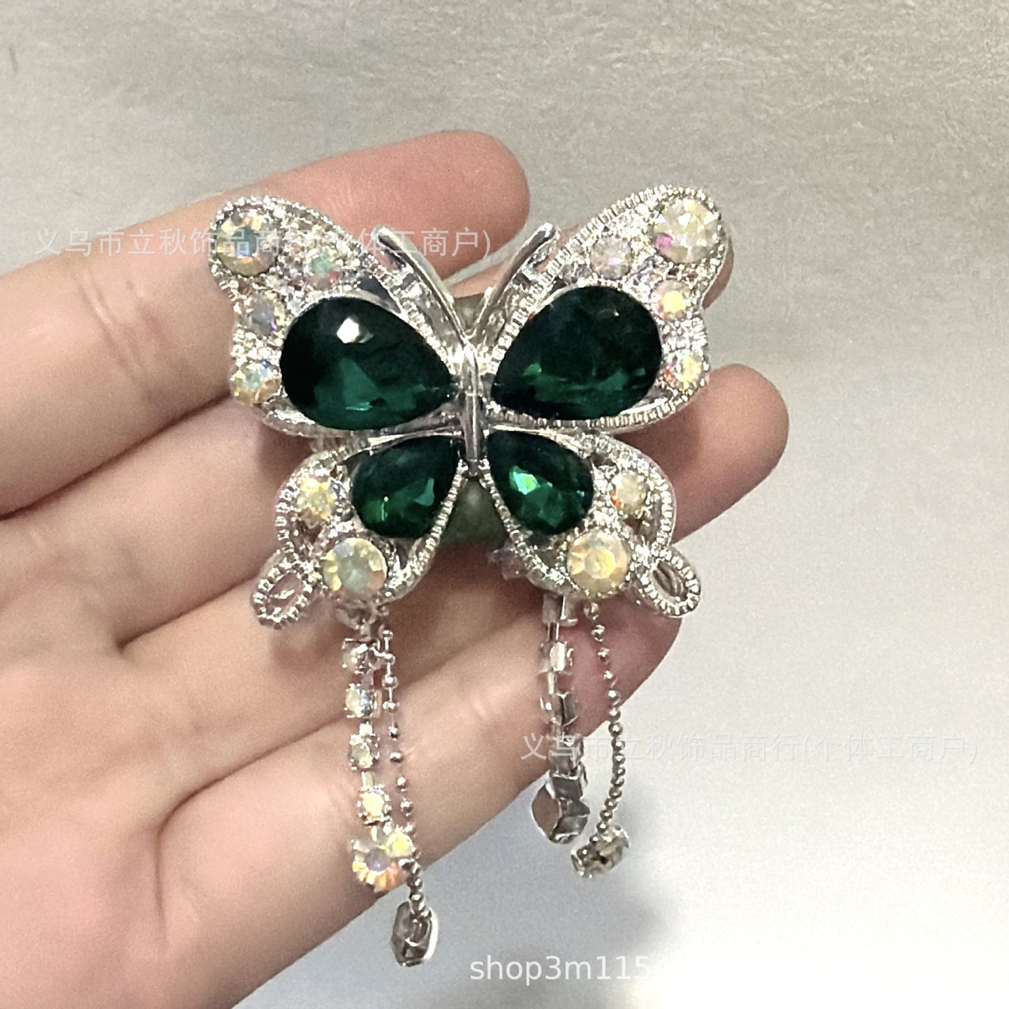 Heavy Industry Soft Pottery Three-dimensional Advanced Sense Butterfly Crystal Tassel Beads Wear Pen Loose Beads Handmade Mobile Phone Chain Accessories DIY