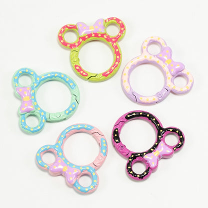 38*35mm Painted Color Spring Buckle Mickey Open Ring Hand Painted Spring Ring Keychain DIY Accessories Alloy Connecting Ring