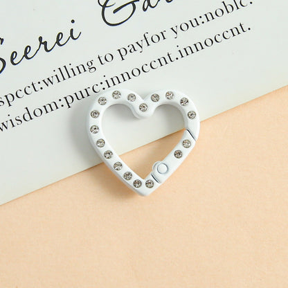 25 * 26Mm Candy Color Love Point Drill Spring Buckle Open Ring Mobile Phone Chain Keychain Handmade DIY Jewelry Accessories