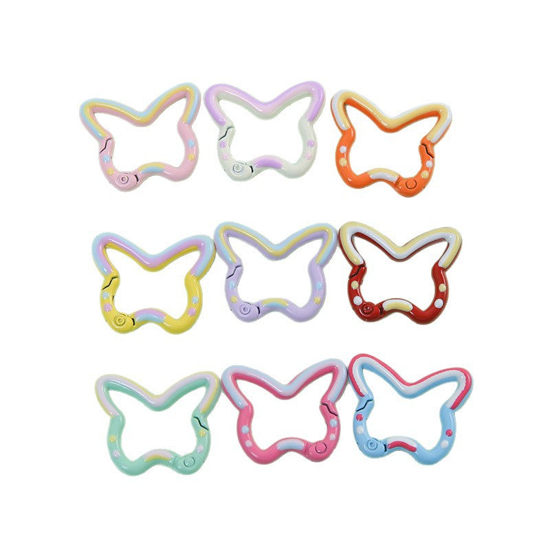 25*30mm Color Butterfly Spring Buckle Paint Alloy Buckle Handmade DIY Pendant Doll Bag Keychain Accessories