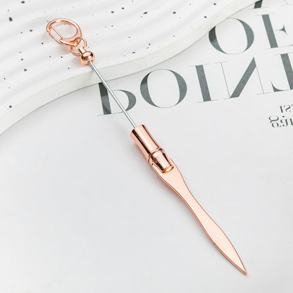 Spot DIY beaded letter opener multi-functional metal paper cutter keychain outdoor portable letter opener wholesale