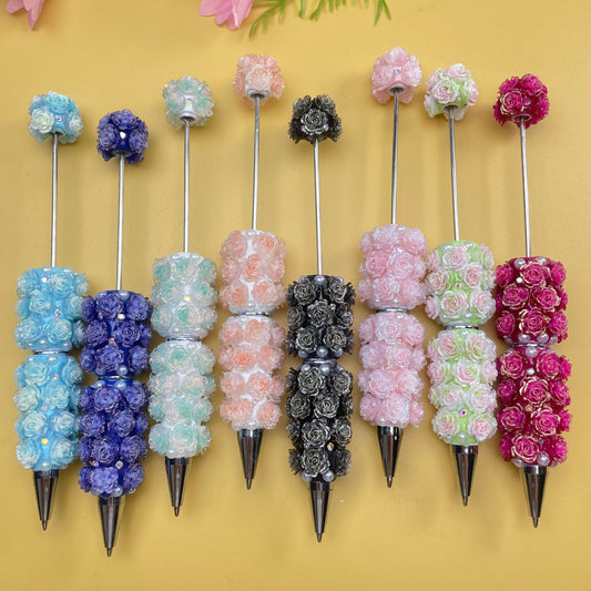 Rose pen new DIY full diamond full pearl bead pen hand sticker pearl bead ballpoint pen multi-color