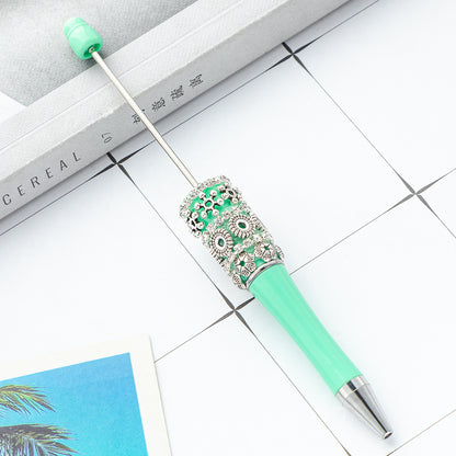 New DIY retro flower bead pen wholesale creative DIY handmade plastic bead pen cute girl heart plastic pen