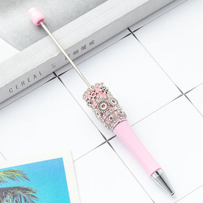 New DIY retro flower bead pen wholesale creative DIY handmade plastic bead pen cute girl heart plastic pen