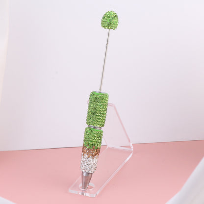 Beadable Pens with Christmas Red Green AB Color Clay Rhinestones Covered the Entire Pen