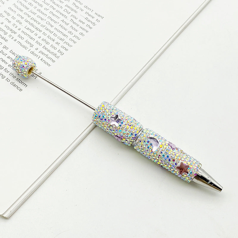 DIY cute star moon bead pen, colorful full diamond wear beads ballpoint pen cross-border explosion cute pen wholesale