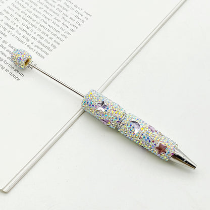 DIY cute star moon bead pen, colorful full diamond wear beads ballpoint pen cross-border explosion cute pen wholesale