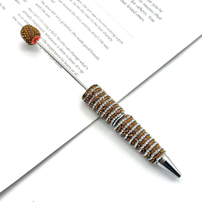 Creative Stripe Full Diamond Ballpoint Pen DIY Beaded Stripe Full Diamond Multicolor Bead Pen Rotary Beaded Grain Pen