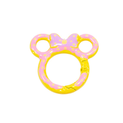 38*35mm Painted Color Spring Buckle Mickey Open Ring Hand Painted Spring Ring Keychain DIY Accessories Alloy Connecting Ring
