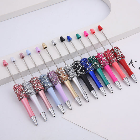 DIY random diamond bead pen cross-border hot-selling hand-worn beads diamond pen beadedpen plastic ballpoint pen