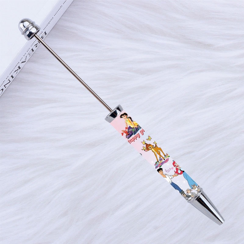 New Style DIY Plastic Beadable Pens with Cartoon Prints