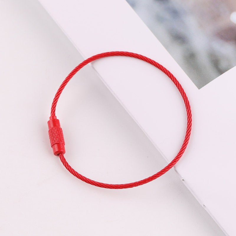 50mm Key Ring Creative Color Painted Wire Ring Wire Rope Rotating Screw Key Ring Keychain DIY Jewelry Accessories