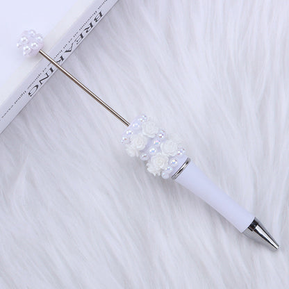 DIY new heavy industry bead pen, flower pearl bead pen, handmade patch pen cap with drill swirling gift pen