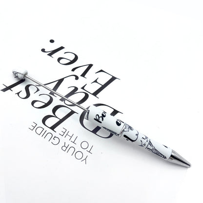 DIY printing pattern bead pen creative leopard print floral cow bead pen cross-border beadedpen spot wholesale