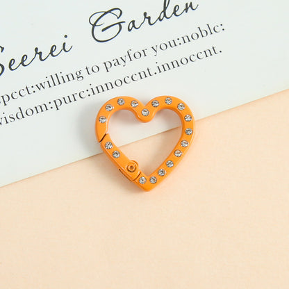 25 * 26Mm Candy Color Love Point Drill Spring Buckle Open Ring Mobile Phone Chain Keychain Handmade DIY Jewelry Accessories