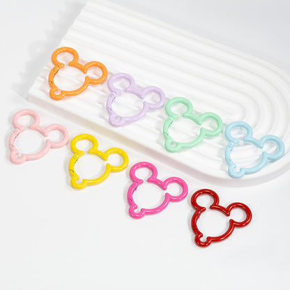 44*44mm Violent Bear Spring Buckle Open Ring Mickey Spring Ring Keychain Jewelry DIY Accessories Alloy Connecting Ring
