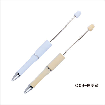 Creative light-changing color bead pen DIY plastic bead pen, light-sensitive color-changing ballpoint pen gift pen spot wholesale