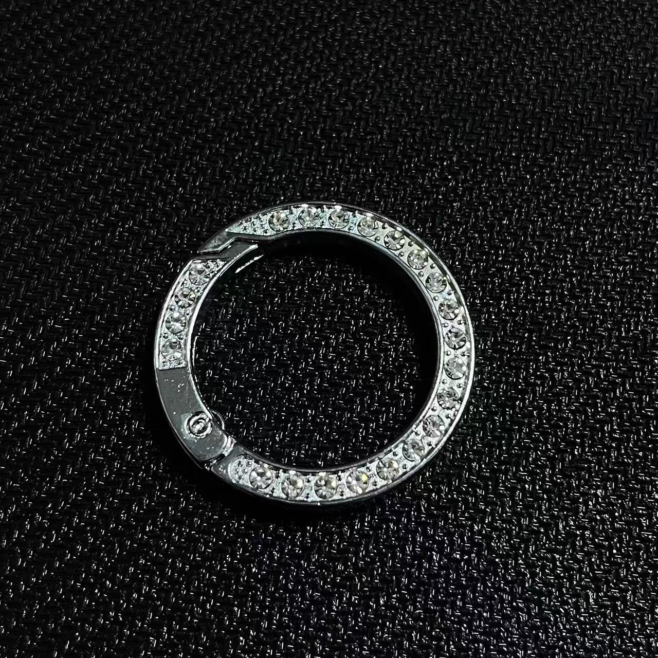 35MM Round Diamonds Keyring High-grade Diamond Spring Opening Ring Flat Wire Metal Spring Ring Car Key Spring Ring Round Hardware Accessories