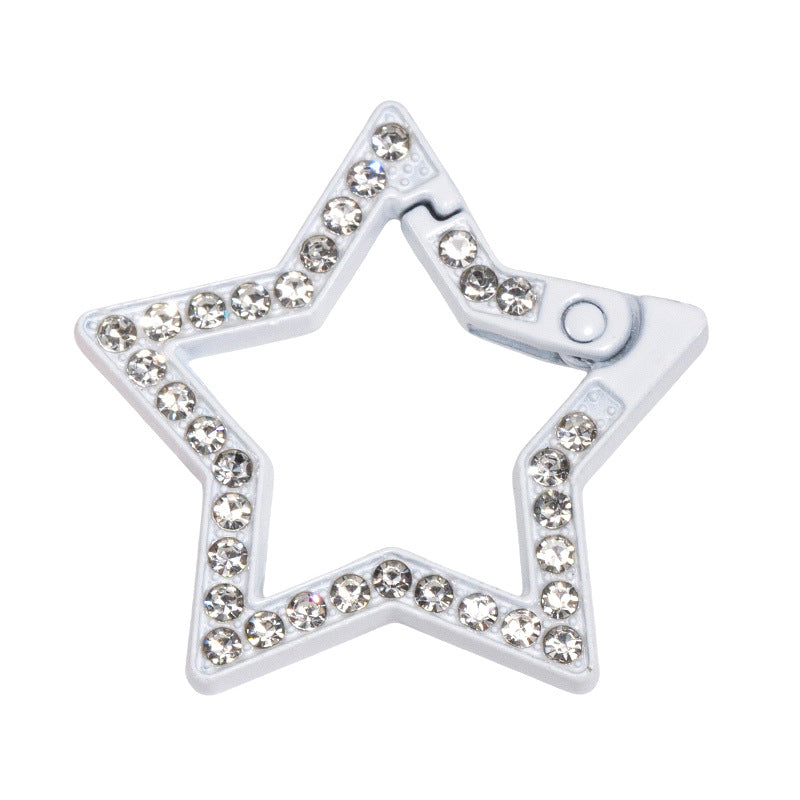 34mm Painted Diamond Spring Buckle Star Opening Ring Spring Ring Keychain DIY Small Accessories Alloy Connecting Ring