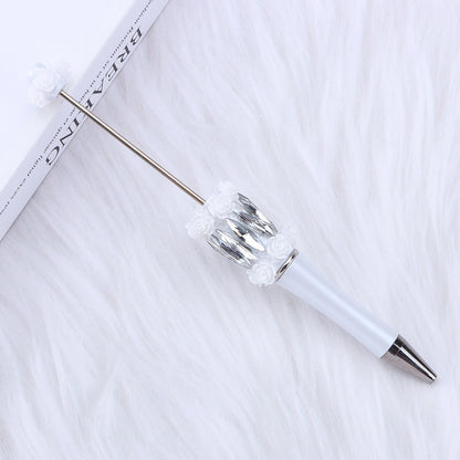 DIY flower mermaid bead pen pure handmade patch pen cap sticker rose mermaid bead pen, student gift pen