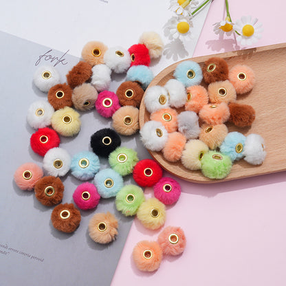 Imitation Rabbit Fur Plush Hanging Ball Beads Beads 20mm Straight Hole Hairball Beads DIY Mobile Phone Chain Accessories