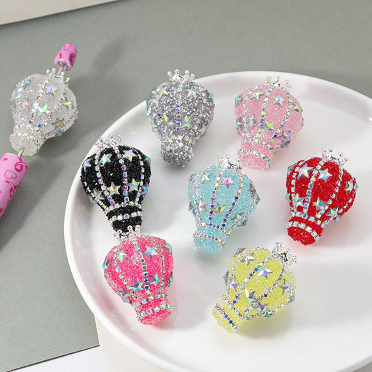 TK new diamond-encrusted vertical hole hot air balloon loose beads DIY mobile phone chain keychain bead pen necklace bead accessories