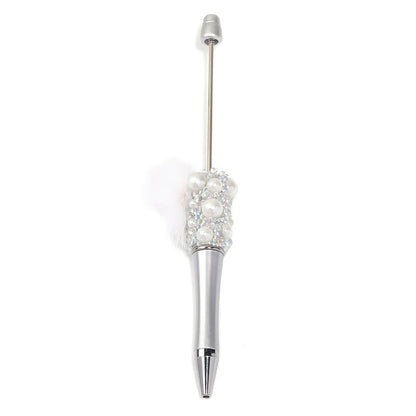 Soft cute pearl hairball DIY bead pen colorful bubble beads rotating ballpoint pen girl heart hand account gift pen
