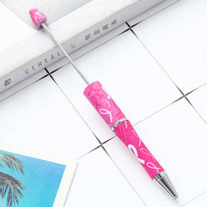 Pink and White Breast Cancer Awareness Ribbon Printed Beadable Pens