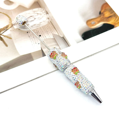 New Christmas full drill pen, creative DIY bead pen Santa Claus Elk Snowman KT cat cartoon gift pen
