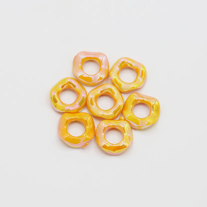 16Mm Color Electroplated Lace Wave Stacked Le Large Hole Beads Diy Handmade Beaded Loose Beads Bracelet Accessories Wholesale