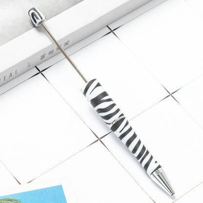 DIY plastic bead pen creative handmade leopard print floral cow bead pen wholesale printing new plastic bead pen