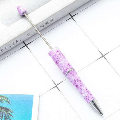 Creative DIY plastic bead pen Valentine's Day love series beaded ballpoint pen spot wholesale printing bead pen