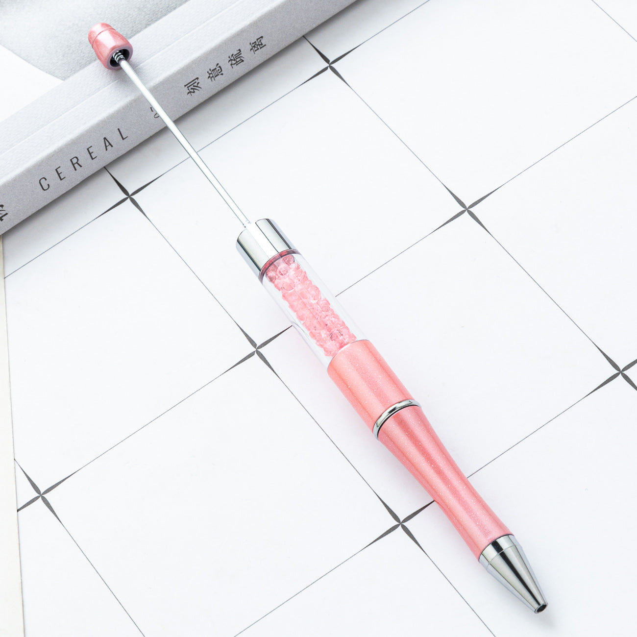 Spot plastic bead pen wholesale creative DIY handmade plastic bead pen empty tube crystal bead ballpoint pen